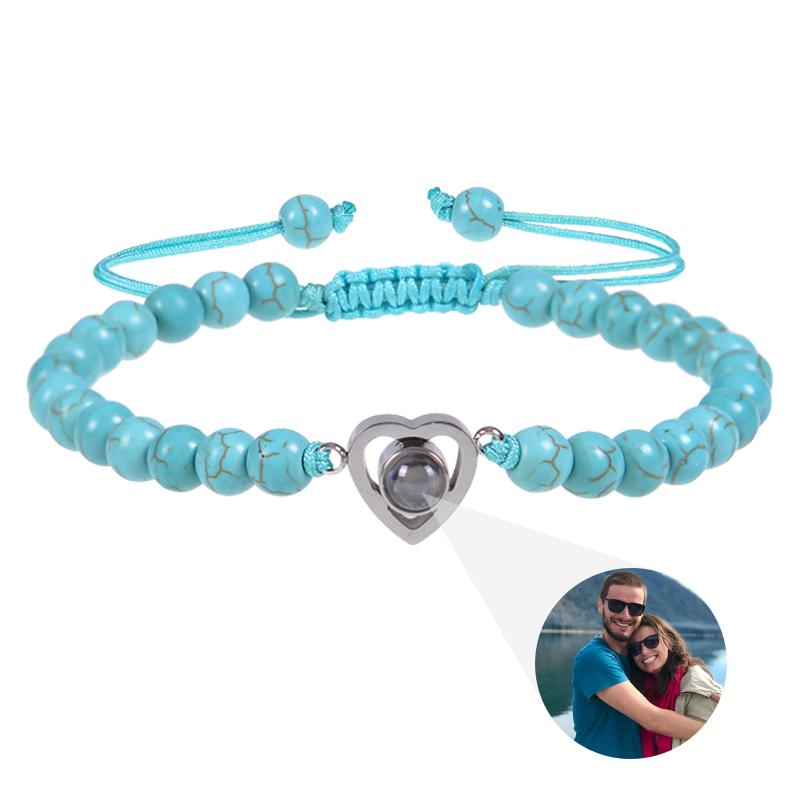 Personalisierte Foto-Armbänder Foto-Projektions-Armband Perlenarmbänder mit Bild darin 100 Sprachen Gedenkgeschenk