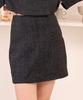 Bye Bye Seop Simple Tweed Skirt Black [T23]