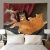 Giant Cat Tapestry Wall Hanging Surreal Humor Orange Room Window Funny Kitty Illustration Aesthetic Wall Art Decor