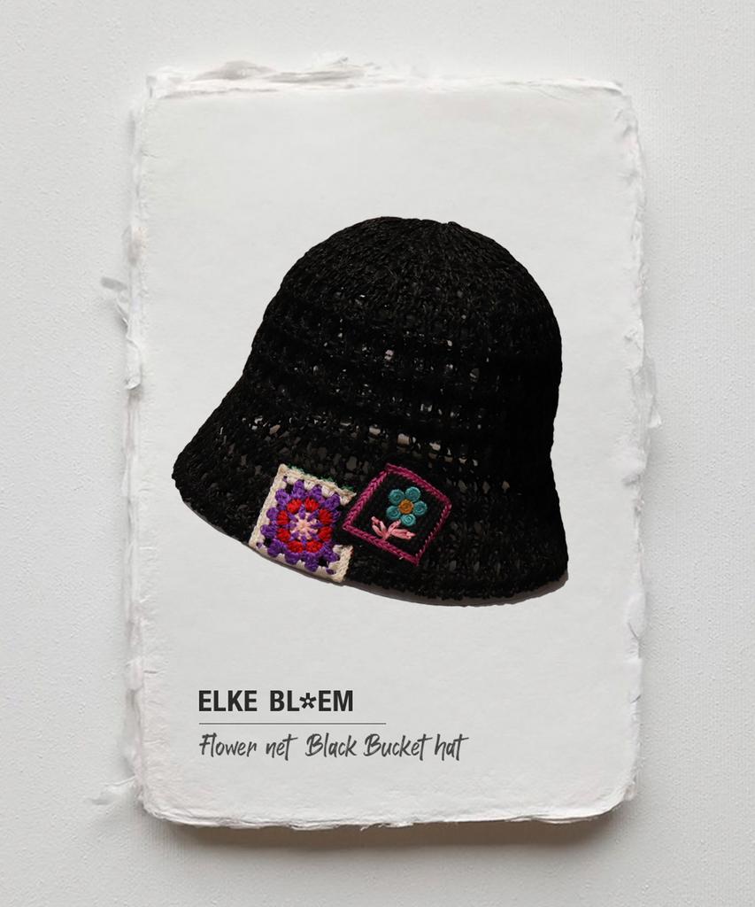 Elkebeullum Flower Net Black Bucket Hat