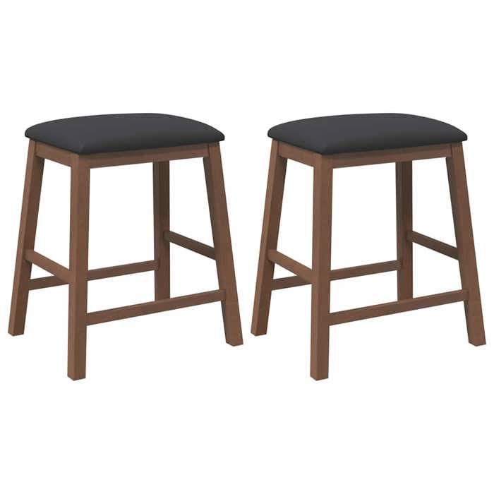 VidaXL Bar Chairs with Cushions 2 Pcs Brown Solid Rubberwood, Chair, Kitchen Bar Stool, Chair of 4102577