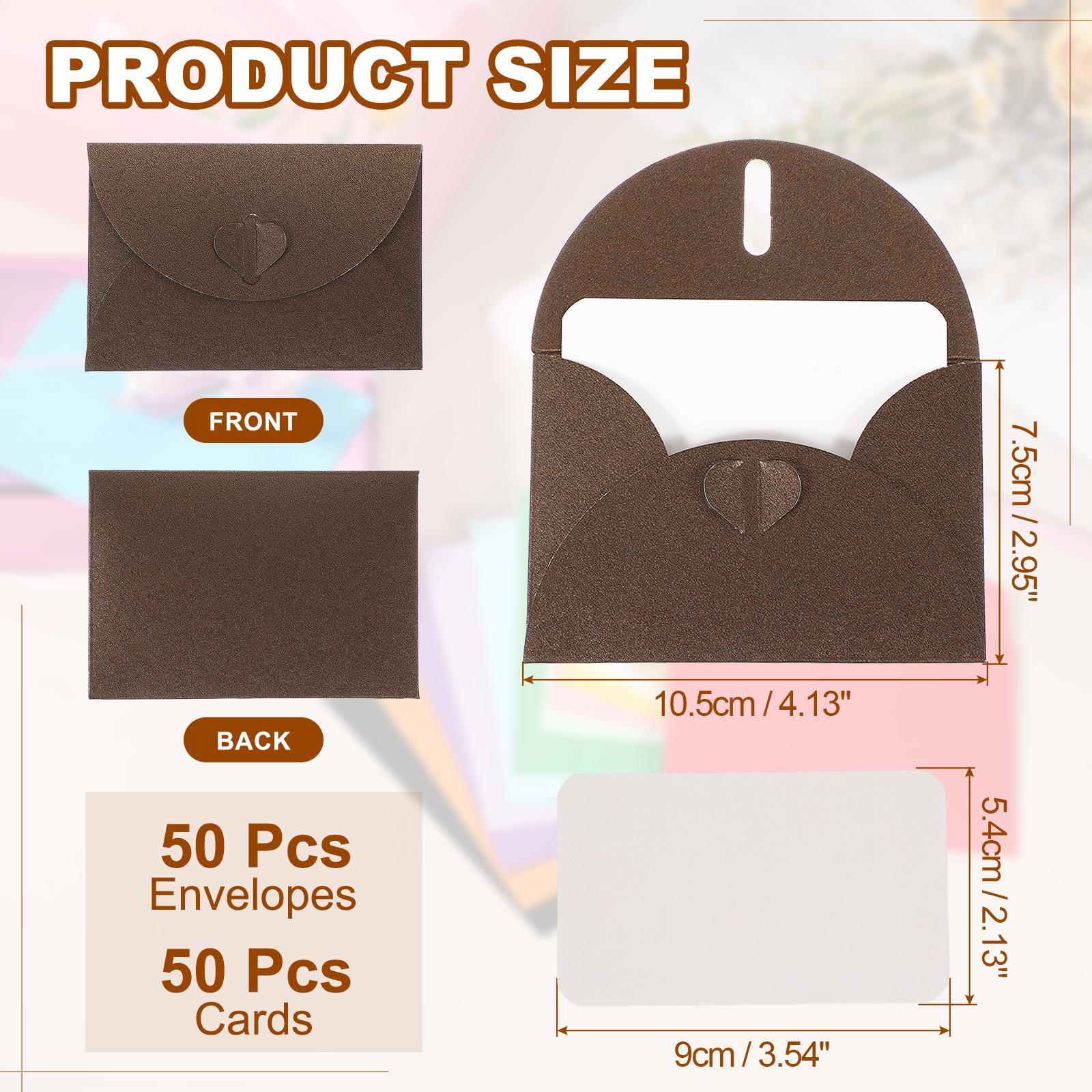 

50Set Mini Heart Clasp Envelopes with Blank Note Cards for Gift Wedding Invitation Graduation Holiday Thanksgiving Day Christmas кавовий