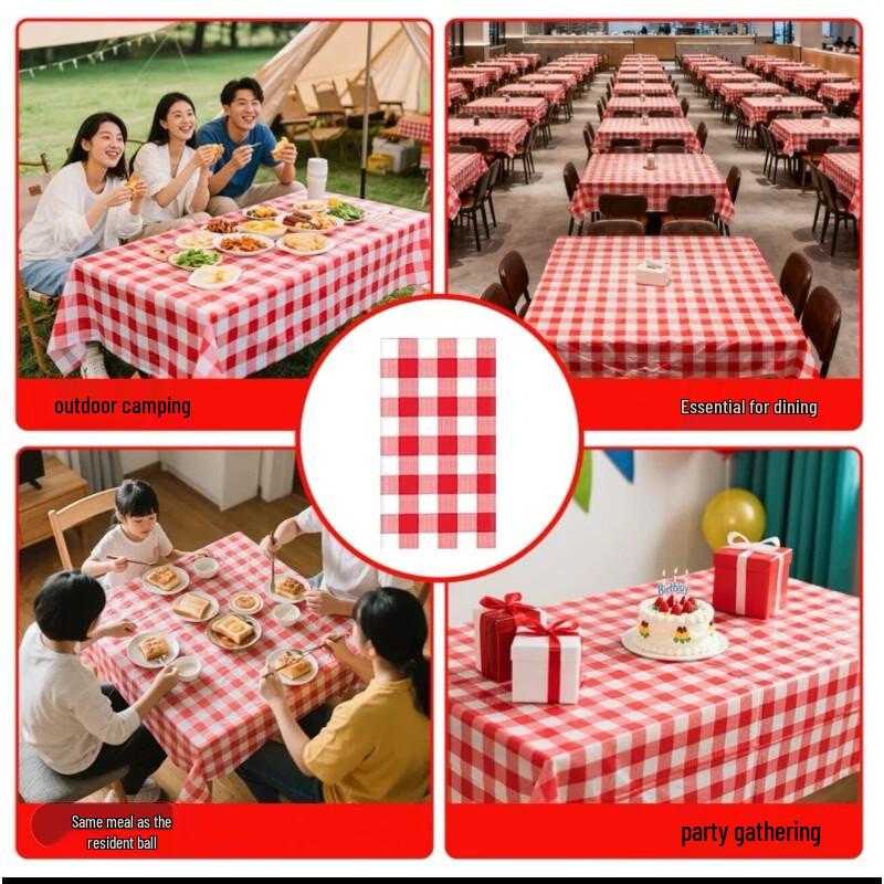 Hengsheng Disposable Plastic Tablecloth (Lattice Pattern)