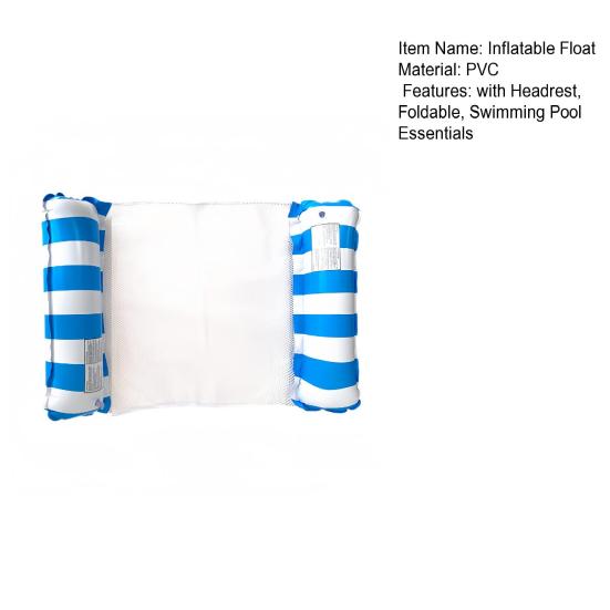 Galleggiante gonfiabile pieghevole per piscina con poggiatesta a righe, taglia estiva per adulti, amaca acquatica, 2 camere d'aria, sedia sdraio galleggiante per piscina, spiaggia, lago