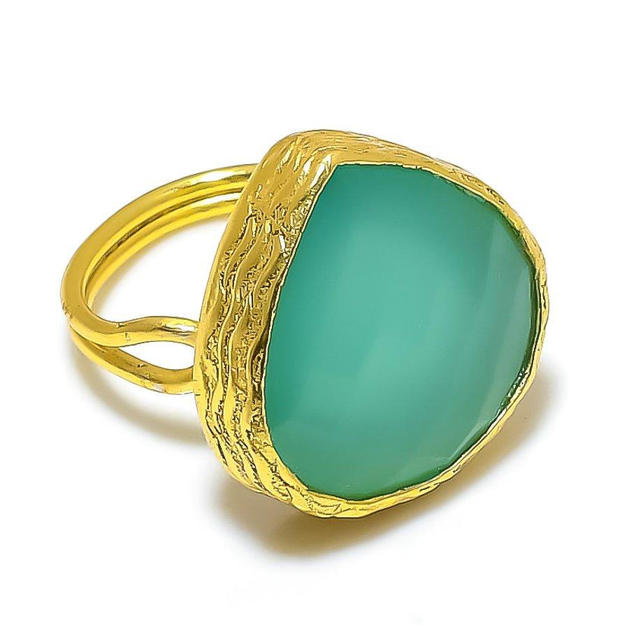 Emerald Gemstone Handmade 925 Sterling Silver Jewelry Ring Size Adjustable GK-6020