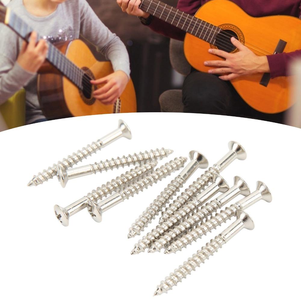 10PCS Silver Guitar Neck Mounting Screws Metal Guitar Neckplate Screws For Guitar