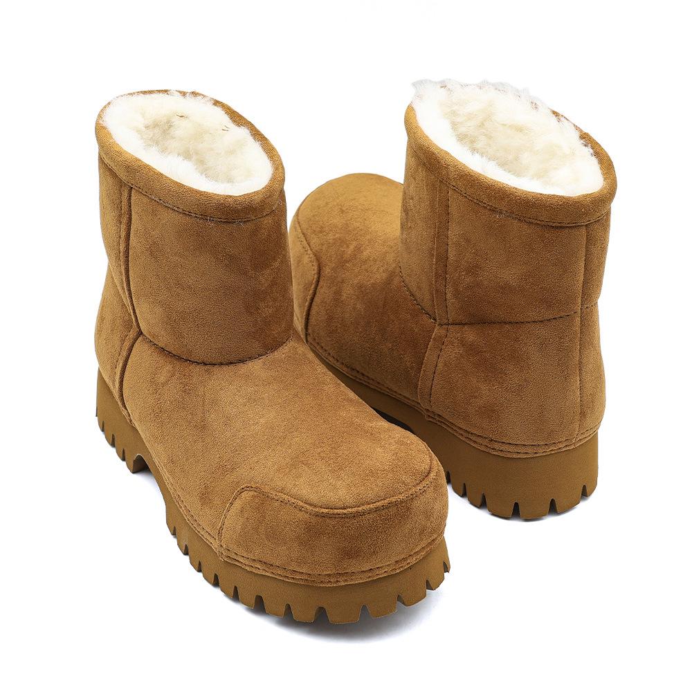 2025 Winter Fleece-Lined Big Head Snow Boots, Non-Slip Thick Sole, Height-Increasing, Pull-On Fashion.