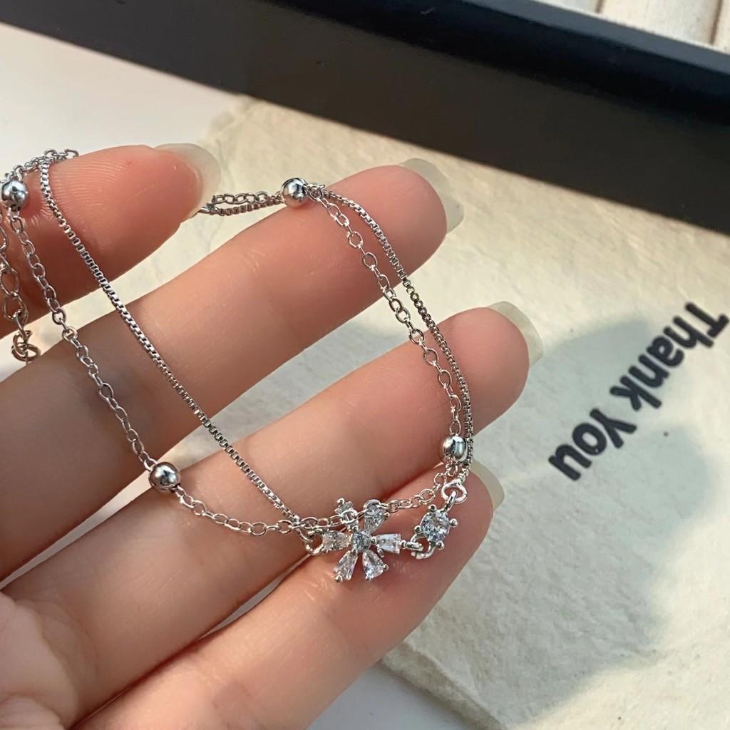 Stylish Floral Fresh Double Layer Bracelet For Women Ideal For Trendy Giving Gift