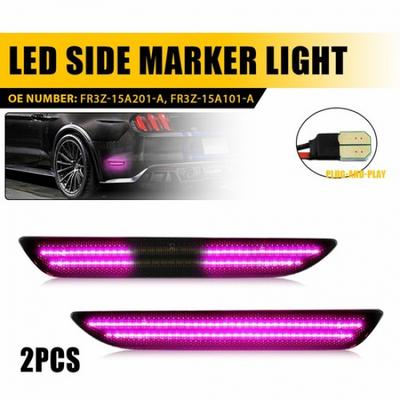2x Geräucherte seitliche LED-Markierungsleuchten Dynamisches Lila Licht Für 2015- Ford Mustang