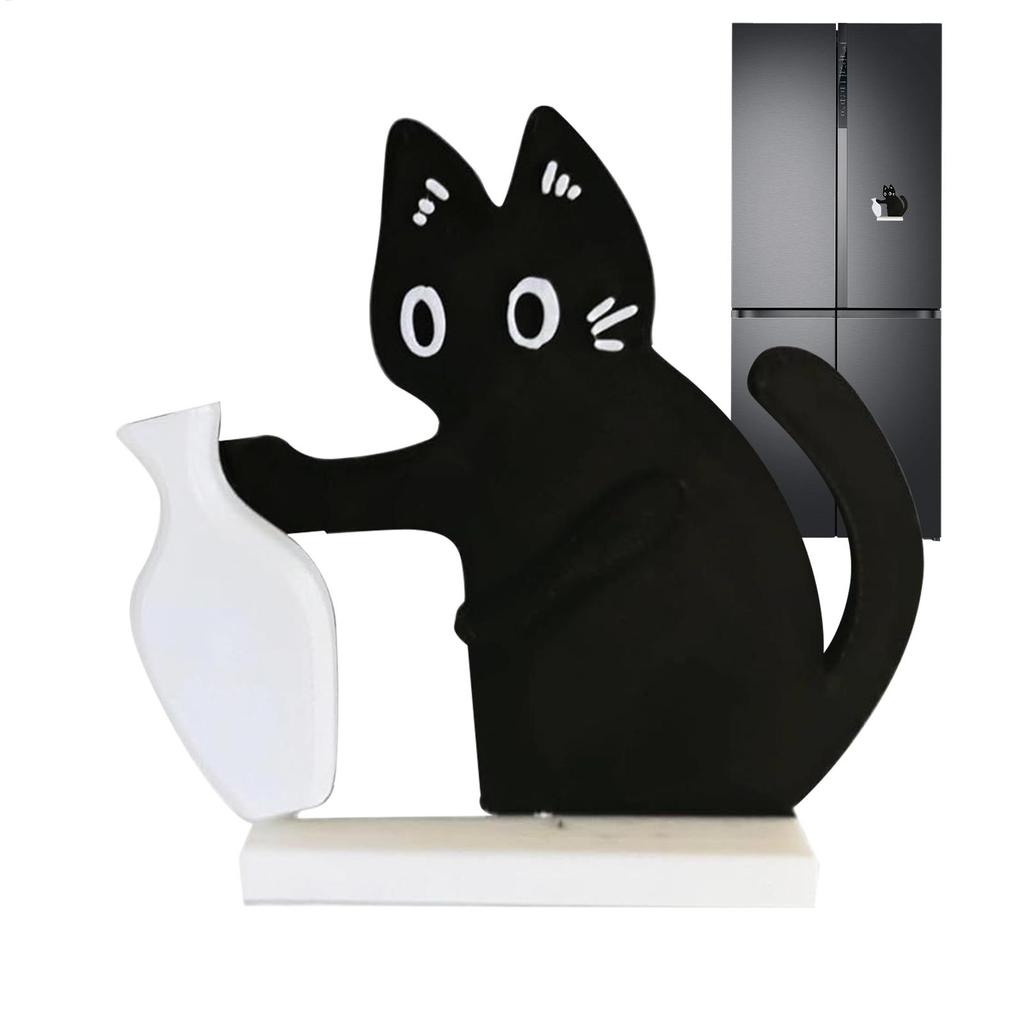 Katzenbart Andenken-Magnet Schwarzes Kätzchen Vasendekor Einzigartiges Weihnachts-Geburtstagsgeschenk für Haustierliebhaber, Freunde, Kühlschrankkunst für Zuhause
