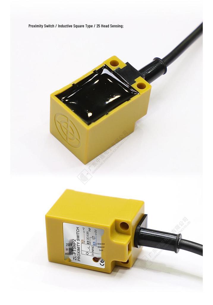 Central Connection Inductive Proximity Sensor, Square Type, Metal Detection, PNP & NPN Normally Open.