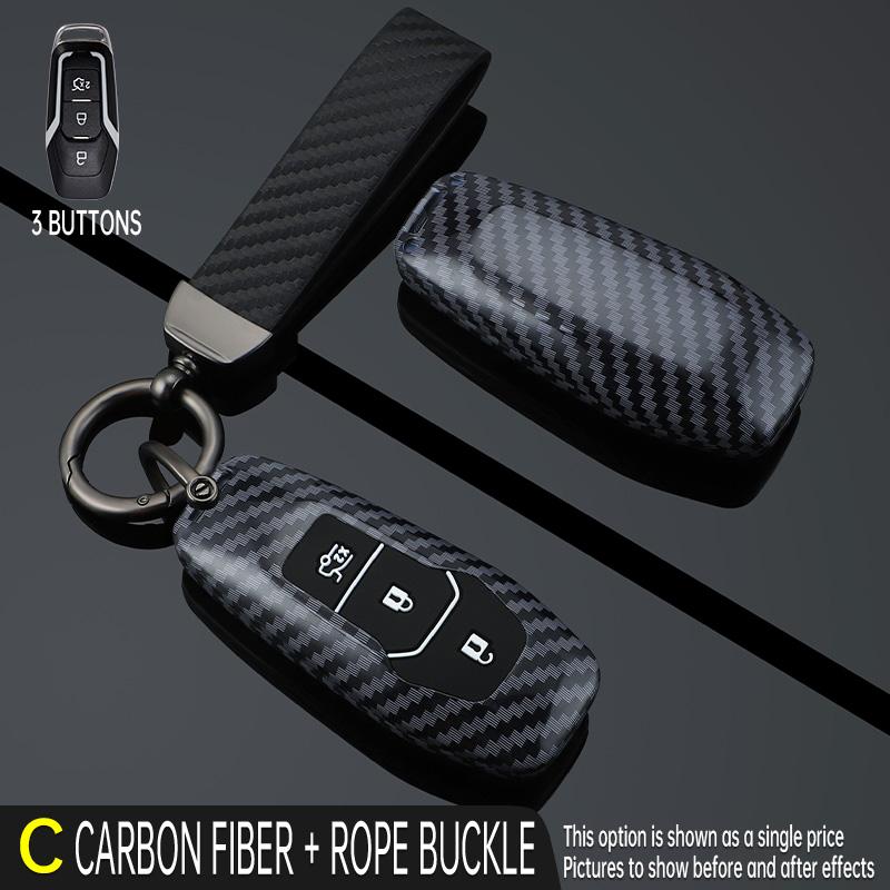 Abs Carbon Fiber For Ford Focus 3 4 St Mondeo 5 Mk5 Mustang F-150 Explorer Edge Fiesta Kuga Mk3 4 Abs Car Key Case Cover Keychai
