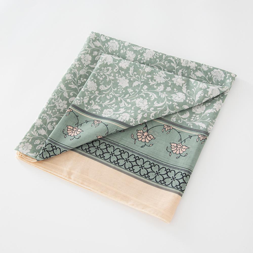 Floral Print Square Scarf with Right Angle Hem