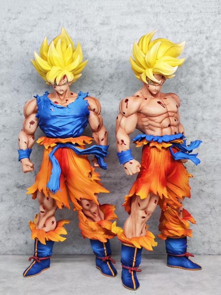 Dragon Ball Ys Junior 1 2 Super Saiyan Goku Gk Statue Model Anime Figure Battle Damage Edition Garage Kit Ornaments Boys Gifts