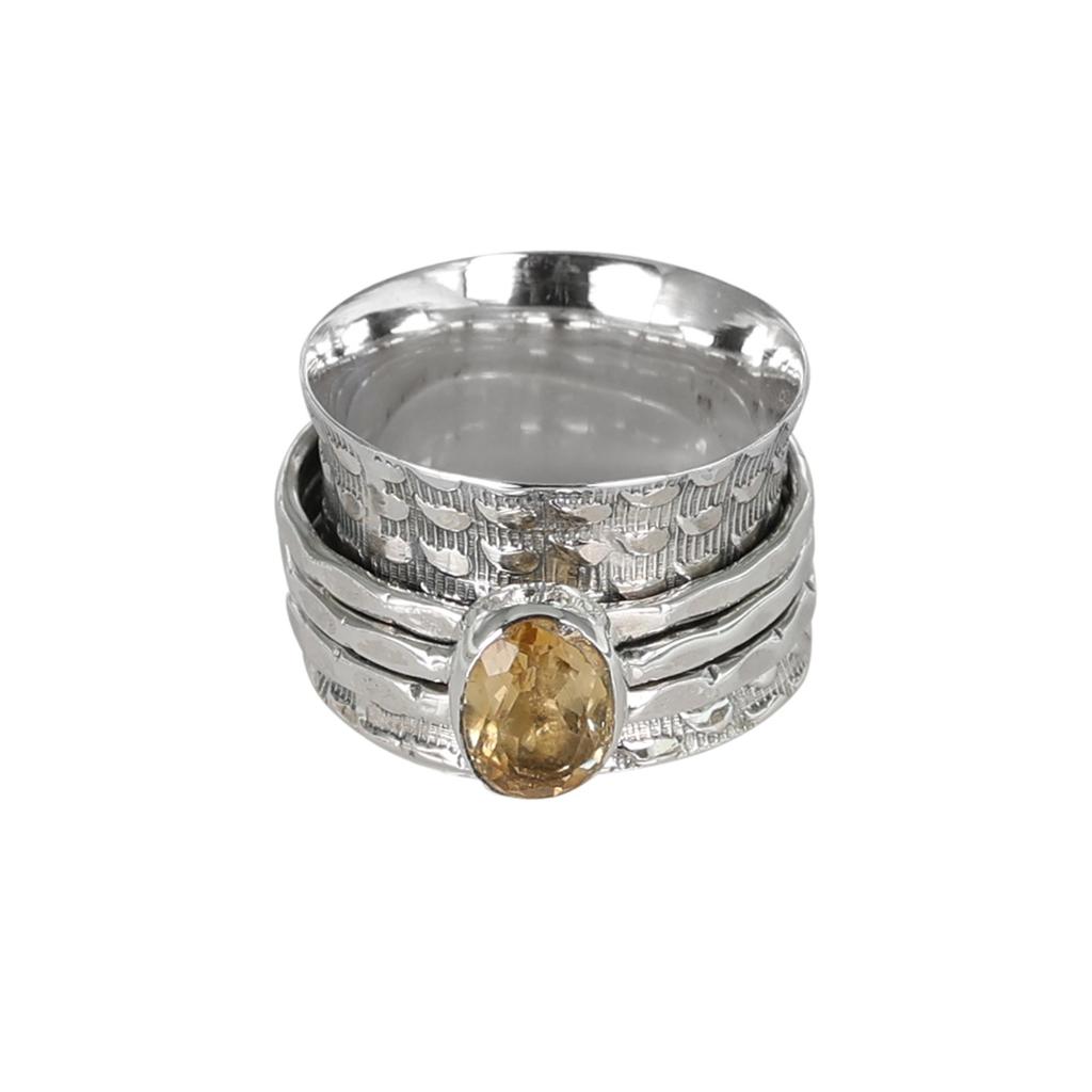 Citrine Ring, Meditation Spinner Ring, Silver Jewelry, Anxiety Healing Ring