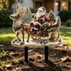 Christmas Reindeer Lawn Ornaments Elf Garden Stake, Santa Sleigh Acrylic Yard Stakes Sign, Outdoor Holiday Decoration for Pathway Winter Fairy