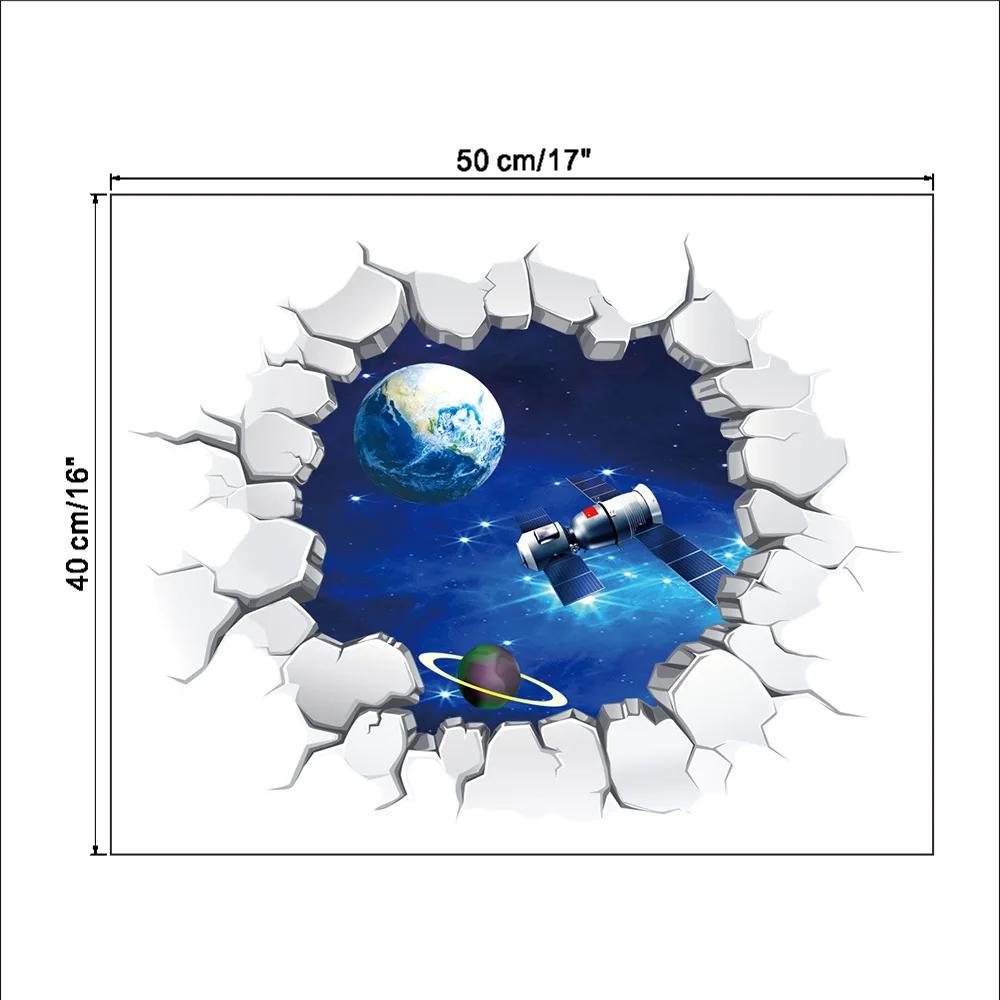 Space Galaxy Planet Wall Stickers for Kids Room Home Decor Living  Boy Bedroom Landscape Broken Universe Mural Decals Muraux