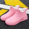 Rain Shoes Women's Lightweight Overshoes Fleece Wear-resistant Rubber Shoes Low-top Fashion Outer Wear Short Rain Boots Non-slip Water Shoes Fashion