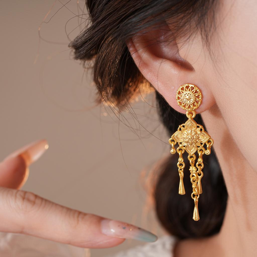 Luxurious Earrings Exquisite Earrings Bohemian Tassel Ethnic Earrings Fashion Party Jewelry Golden Earring Jewelry