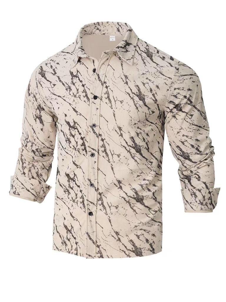 Men's Autumn Cotton Corduroy Slim Fit Casual Shirt with Long Sleeves