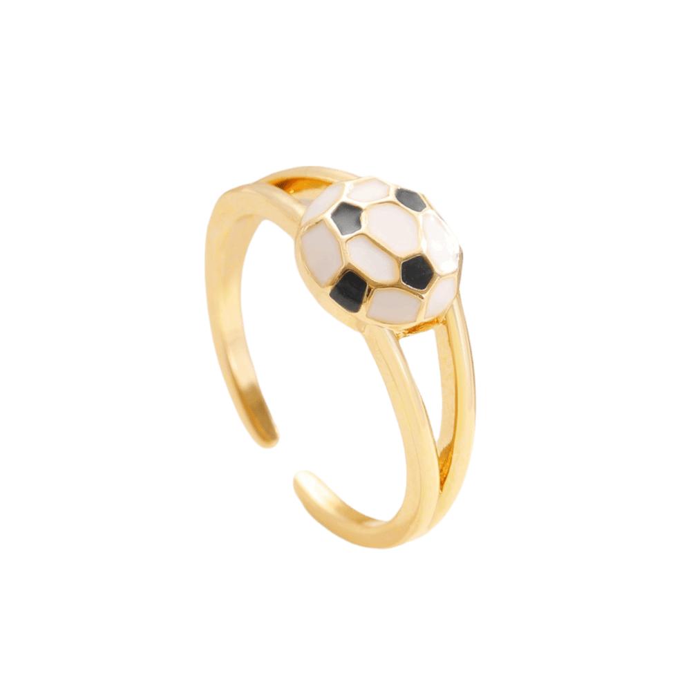 Colourful Adjustable Finger Ring Copper Sports Balls Shaped Open Rings Football Ear Clips Holiday