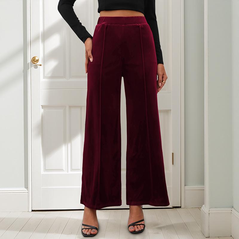 2026 Summer European & American High-Waist Velvet Wide-Leg Pants for Women