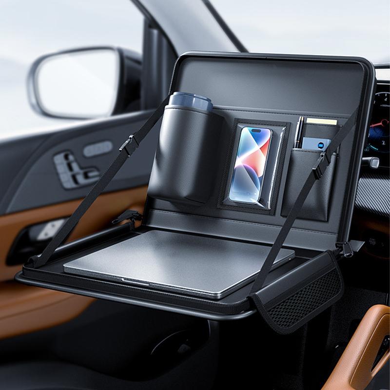 SEAMETAL Car Laptop Holder Leather Car Seat Back Hanging Notebook Table Portable Auto Computer Desk Dining Tablet Bracket Food Organizer