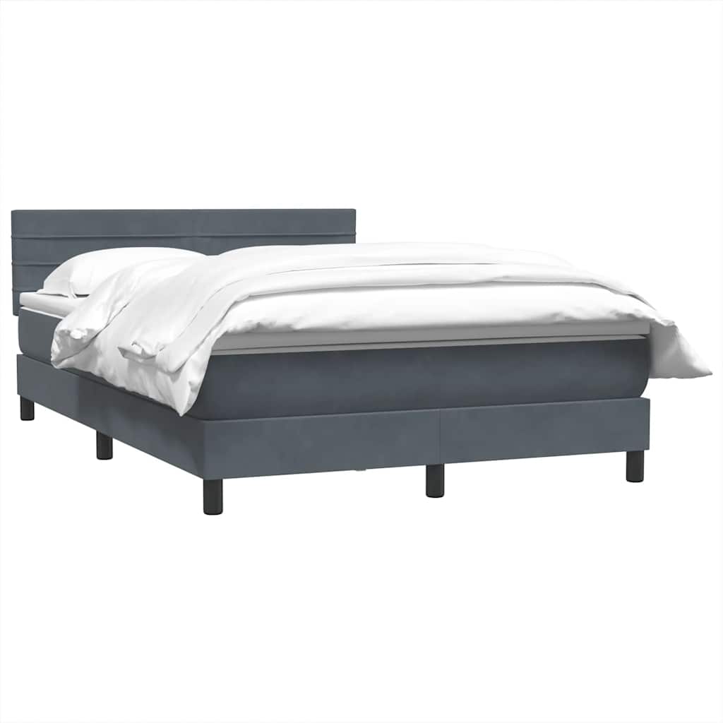Box Spring Bed with Mattress Dark Gray 160x210 cm Velvet