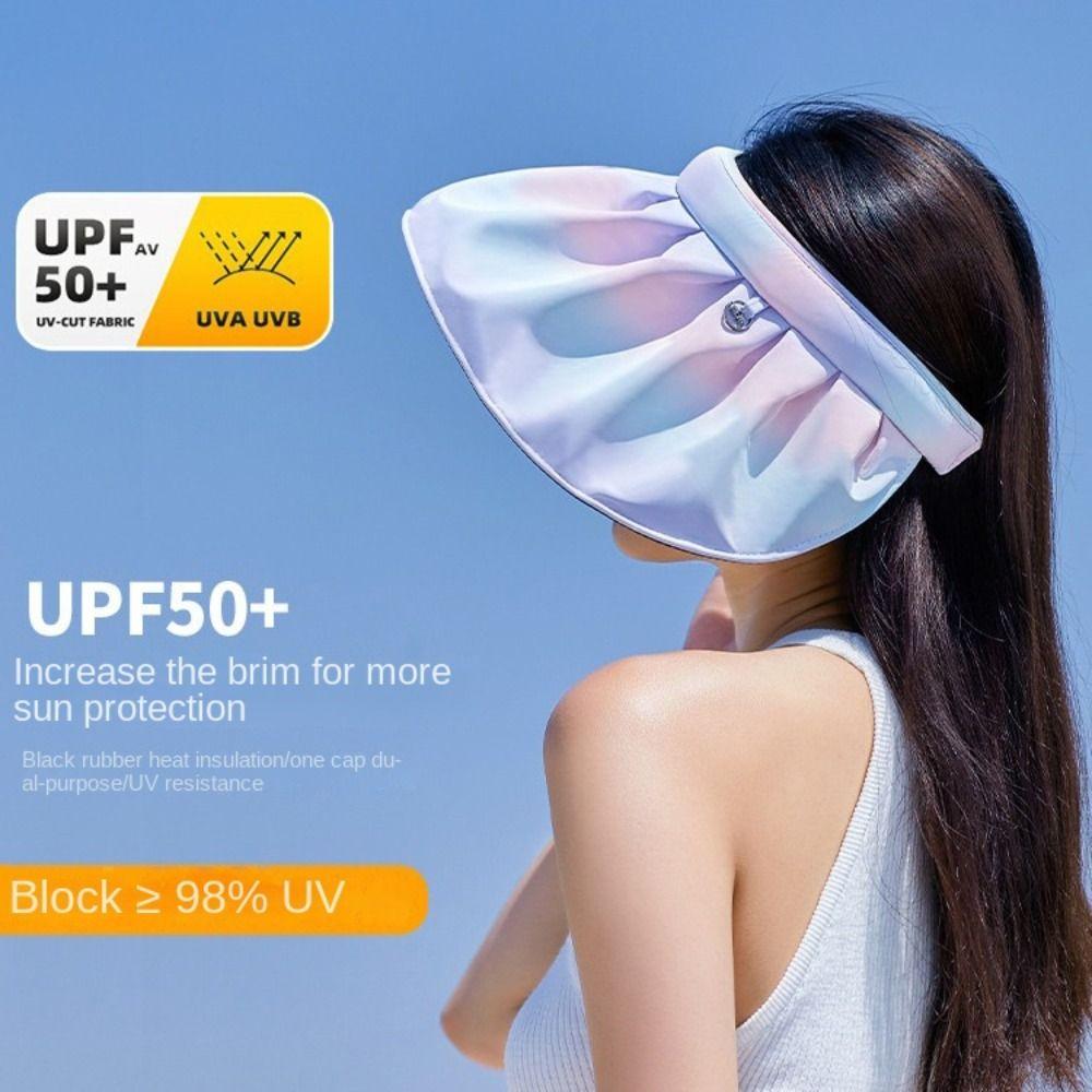 UV Protection Women Sunhat Big Brim Empty Top Hat Outdoor Beach Cap Bucket Hat  Girls