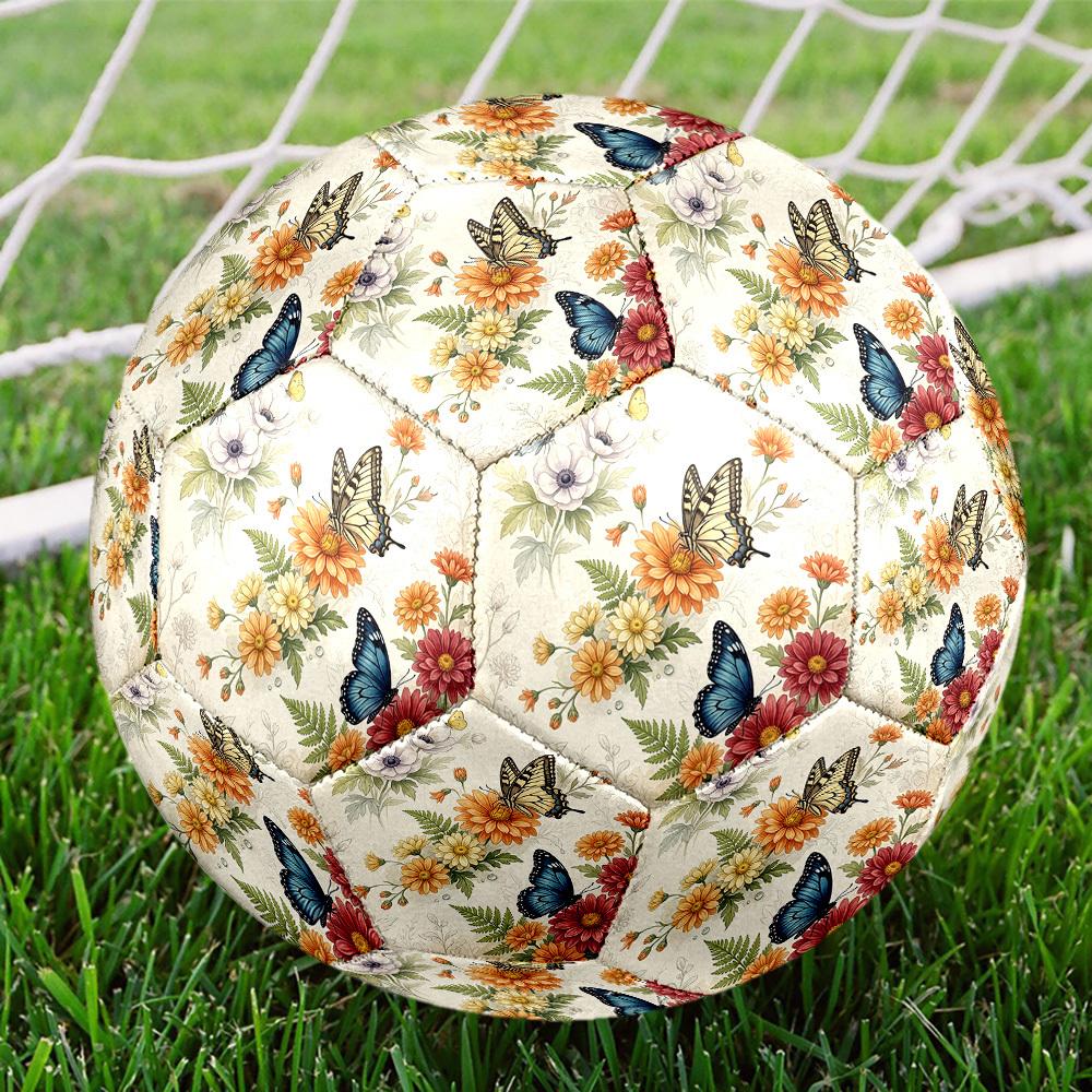 1pc Butterflies Flowers Size 5 Soccer Ball Professional Lightweight Durable Match Training Football Indoor &Outdoor Sports BallTraining Ball Y72