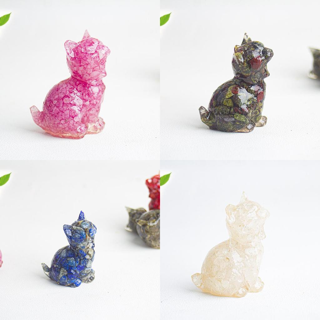 Crystal Resin Animal Decor Hatching Cat Office Home Tabletop Ornament For Gift Decor
