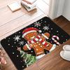 Christmas Gingerbread Man Print Doormat Non-Slip Rugs Carpet Indoor Outdoor Floor Mat Living Room Bedroom Bath Kitchen Rug
