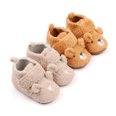 Baby Shoes Winter Soft and Warm Prewalking Sneaker TPR Sole Anti-slip Cute Bear Animal Design New Fashion 0-9-18M BYQ3202