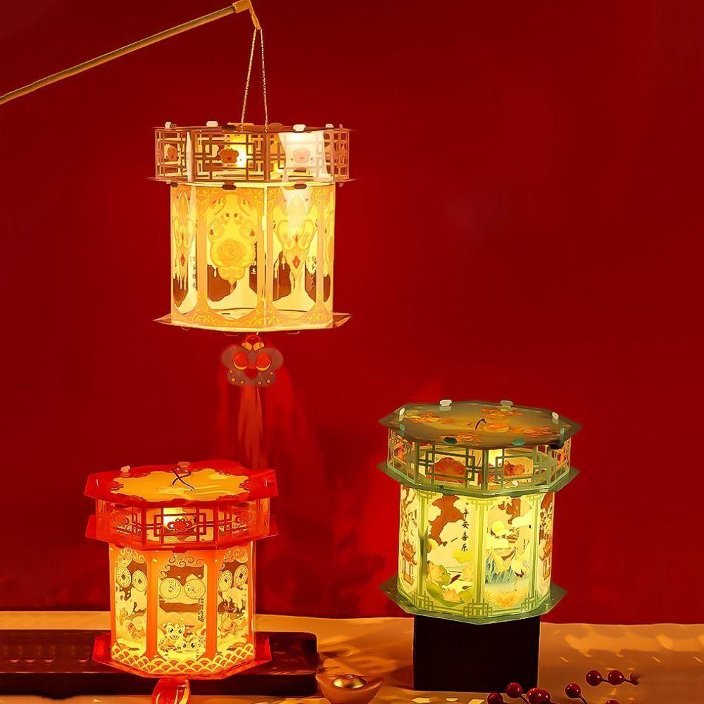 Handmade Snake Year Lantern Chinese Style Portable Luminous Lantern Projection Lantern  Kids' Gift