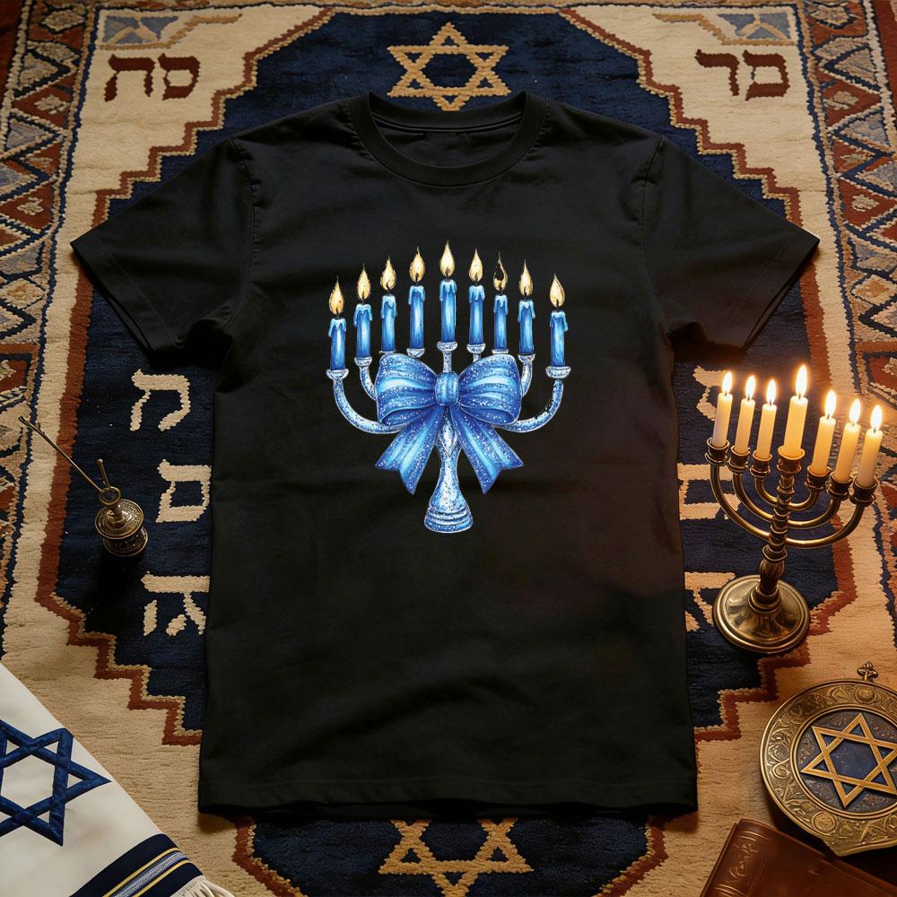 

Coquette Hanukkah Glitter UnisexorahTShirt Women Unisex Casual Cotton Graphic T Shirts Jewish Festival Shortsleev Camisetas S