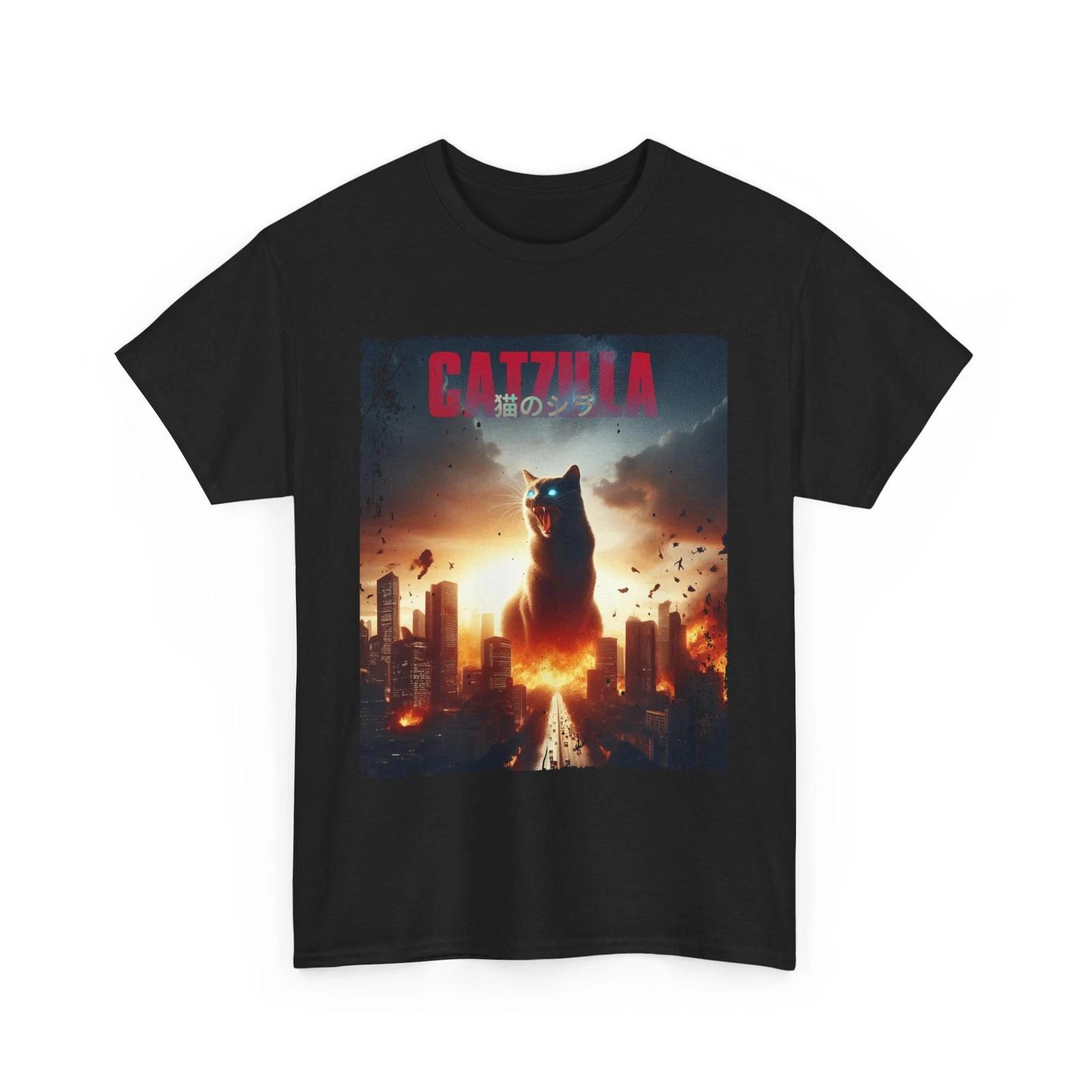 Funny Cat Godzilla T-Shirt – Catzilla Cute & Cool Graphic Tee 4XL