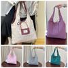 Contrast Color Double-sided Shoulder Pouch Lattice Tote Bag Casual Plaid Cloth Vest Pouch  Storage