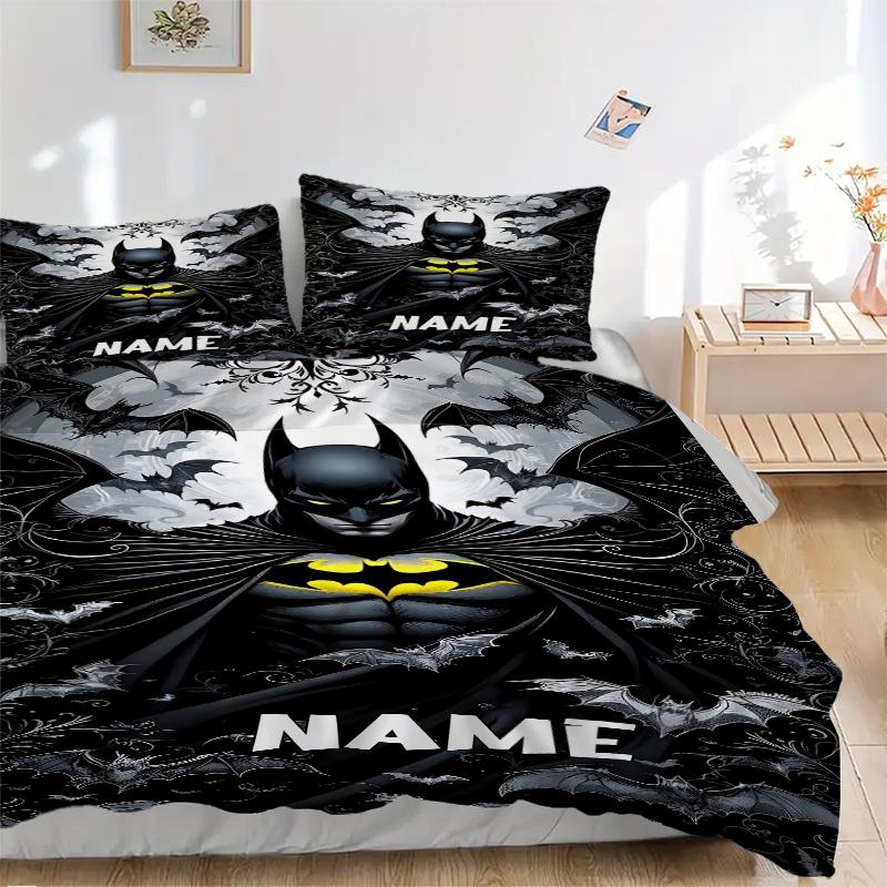 Custom Textile Batman Night Bedding 3 Piece Set HD Print Duvet Cover Pillowcases for Teens Adult Bedroom Decoration
