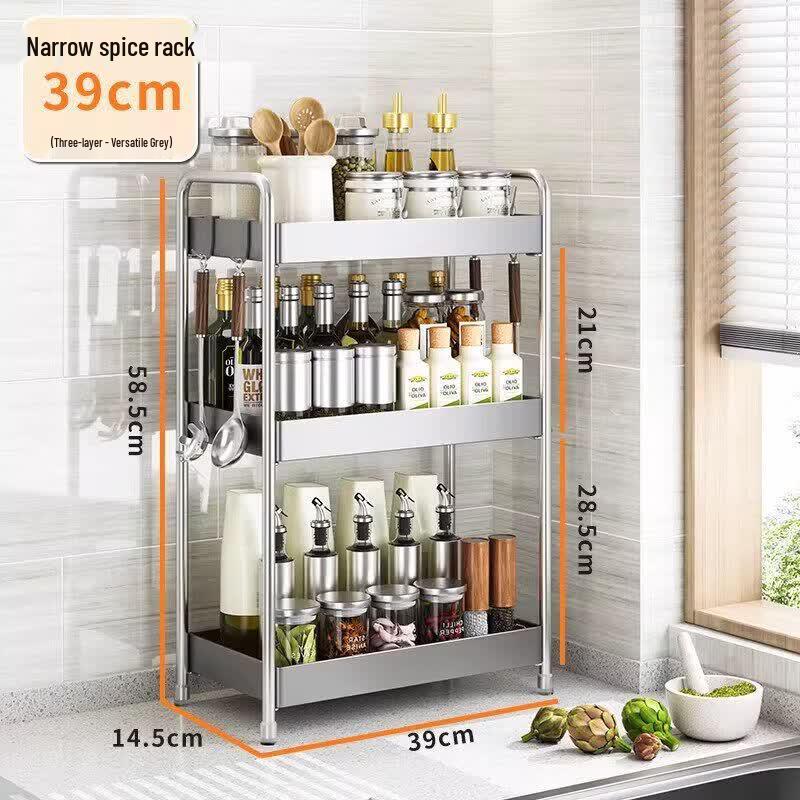 Qiwei Bamboo Countertop Kitchen Spice & Condiment Rack