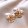 Front and Rear Pearl Pony Natal Earrings Women's New Fashion High Sense Light Luxury Temperament Over Earrings