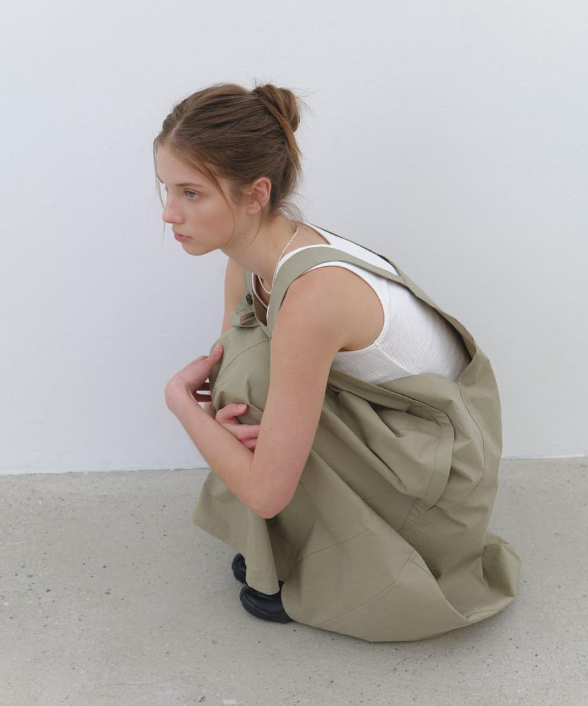 Cluny Cotton Utility Overall Dress - Khaki