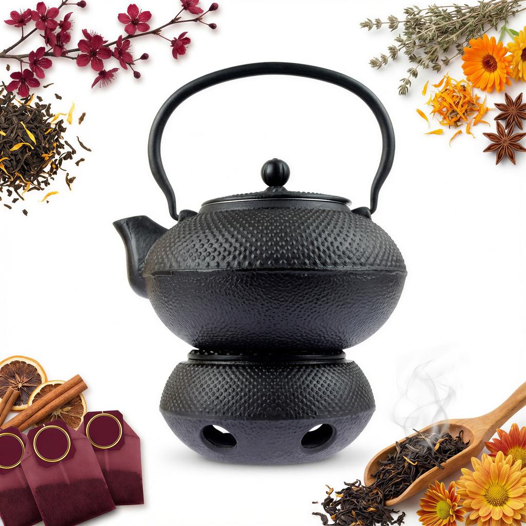 Cast Iron Kettle Infuser 1.5 L For Tea And Herbs Set With Heater