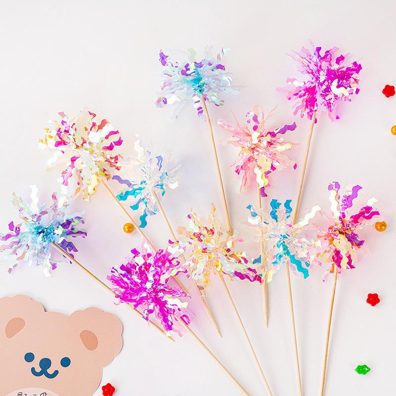 Korean-Style Colorful Rain Silk Tassel Sequin Cake Decoration Ornaments