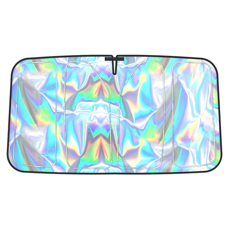 New Quad-Fold Car Sunshade: Laser Heat Insulation, Blackout Curtain, Sun Shield for Interior Windshield.