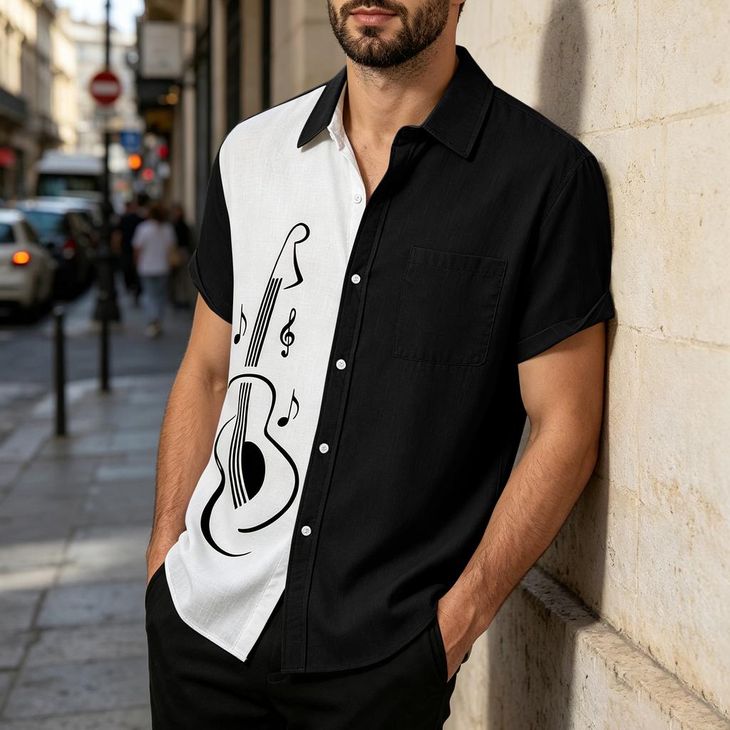 Men's Loose Fit Casual Short Sleeve Button Down Shirt - Relaxed Cotton Shirt for Daily Wear