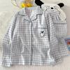 Cloud Cotton Cartoon Pajama Set: Long Sleeve Cardigan and Pants for Women
