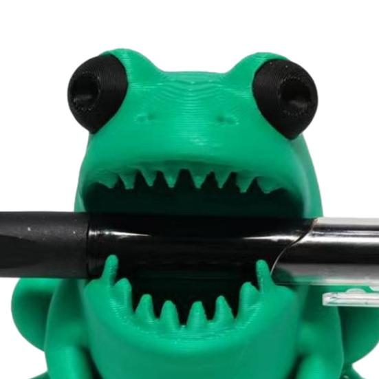 huaqianguhh Cute Frog Pen Holder, 3D Printed Figurine, Cartoon Desk Organizer, Multifunctional Storage for Pens Pencils Markers, Office School Decor