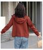 Grauer Damen-Cardigan-Hoodie mit doppeltem Reißverschluss, schwere Qualität - Sportlicher koreanischer Stil, Langarm, Frühjahr/Herbst Kollektion 2025.