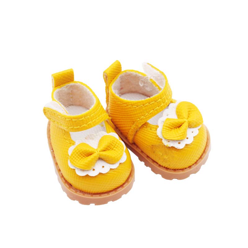 1 pair Mini DollS Shoes White Pink Bow Shoes for 10cm Cotton Doll Shoes Accessories Princess Small Leather Shoes DIY Doll Toy