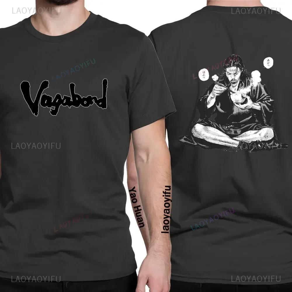 Japan Harajuku Anime Vagabond T Shirt Sasaki Kojiro and Miyamoto Musashi Manga Print T-Shirt Men Woman T Shirts Tops Unisex